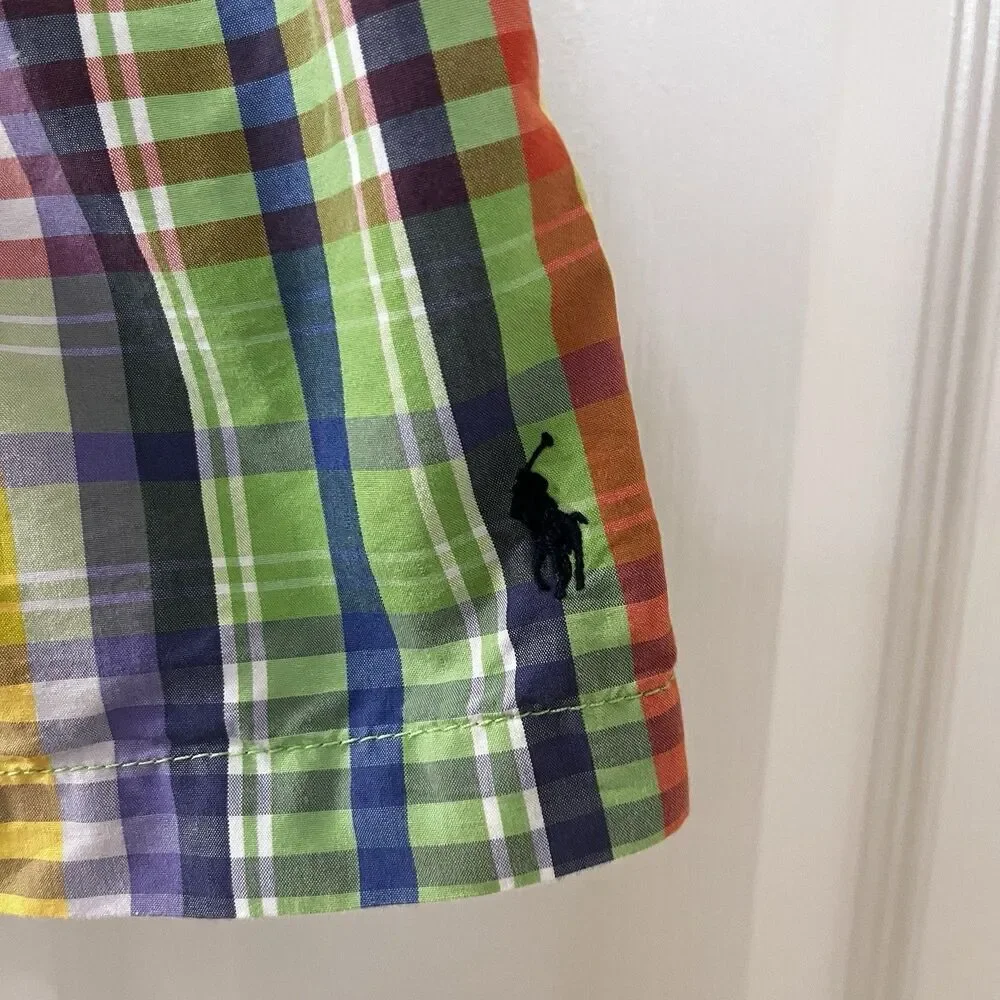 Polo by Ralph Lauren Green Plaid Swim Board Shorts Boys Size 4/4T